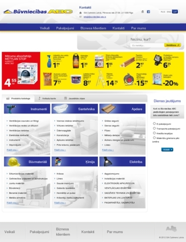 Būvniecības ABC lielveikals, Optimera Latvia – mājaslapas www.buvniecibas-abc.lv ekrānuzņēmums